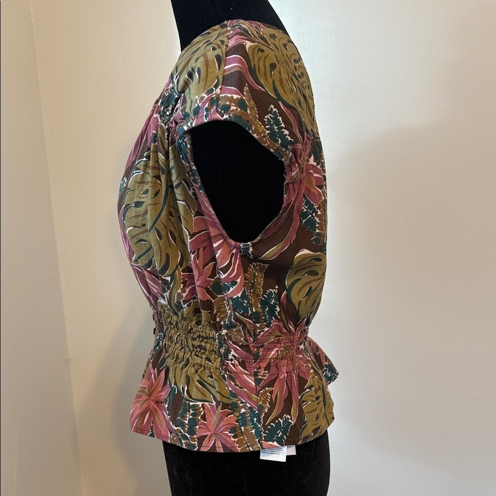 Madewell Leaf Pattern Blouse - Pink and Brown - Picture 7 of 8
